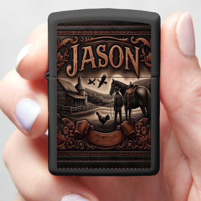 Jason's Rustic Evening Zippo Lighter (In Hand)
