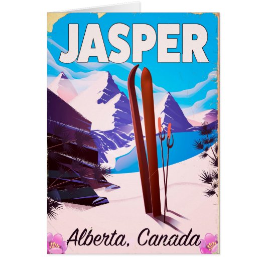Jasper Alberta Canada travel poster Cards (Front)