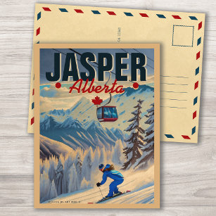Jasper Alberta Mountains Canada Vintage 1950s Postcard