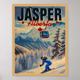 Jasper Alberta Mountains Canada Vintage 1950s Poster