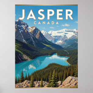 Jasper Canada Glacial Lake Landscape Poster