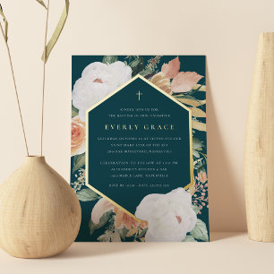 Jasper Desert Floral Baptism Foil Invitation