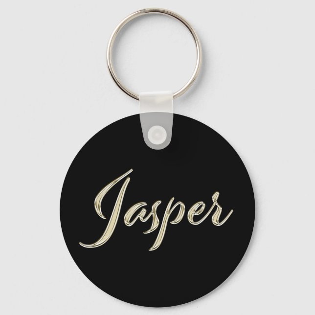Jasper Name whitegold Button Schlüsselanhänger Keychain (Front)