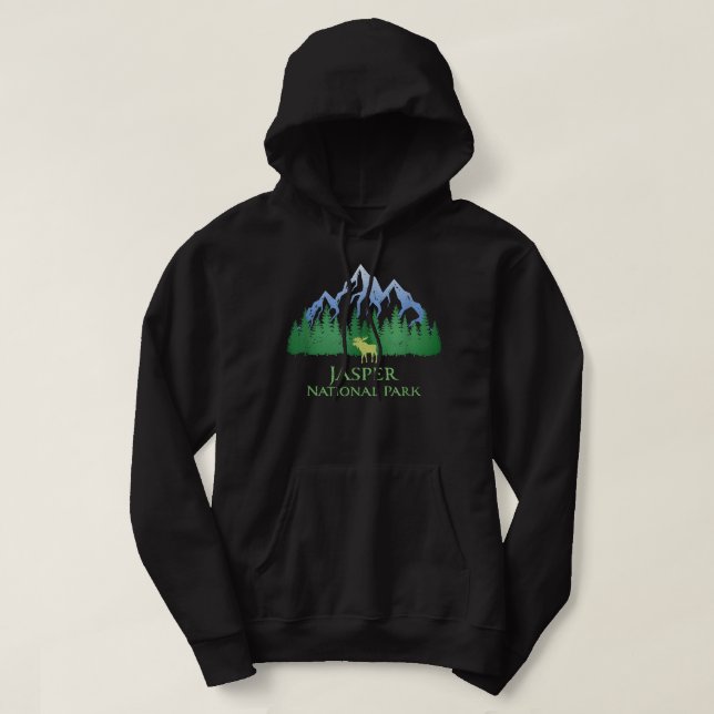 Jasper National Park Alberta Canada Mountain Moose Hoodie (Design Front)