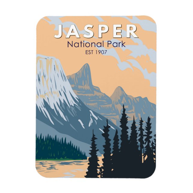 Jasper National Park Canada Travel Art Vintage Magnet (Vertical)