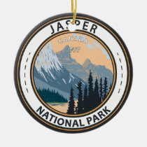 Jasper National Park Canada Travel Vintage Badge Ceramic Ornament