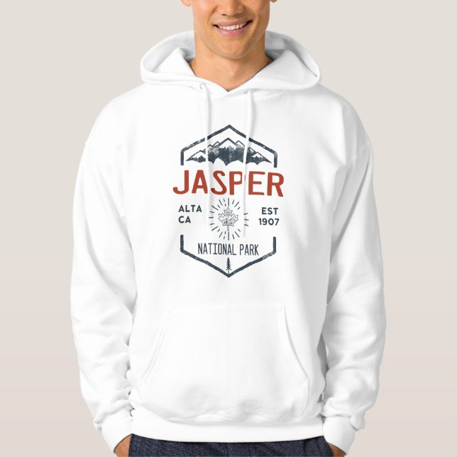Jasper National Park Canada Vintage Distressed Hoodie (Front)