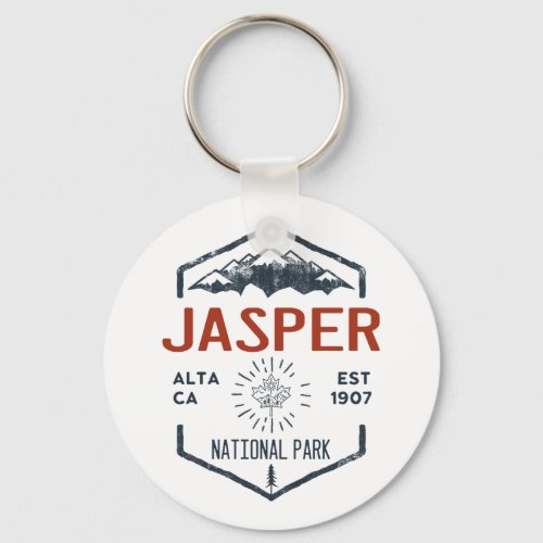 Jasper National Park Canada Vintage Distressed Keychain