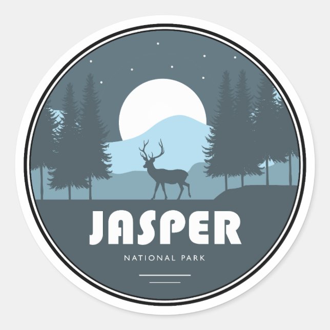 Jasper National Park Deer Classic Round Sticker (Front)