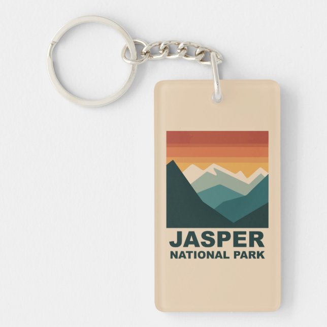Jasper National Park Minimalist Outdoor Design Keychain (Front)