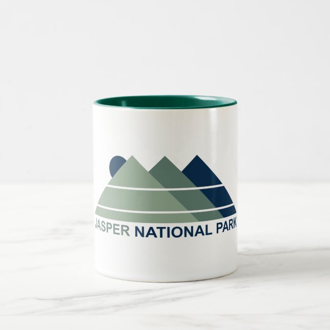 Jasper National Park Mountain Sun Two-Tone Coffee Mug (Center)