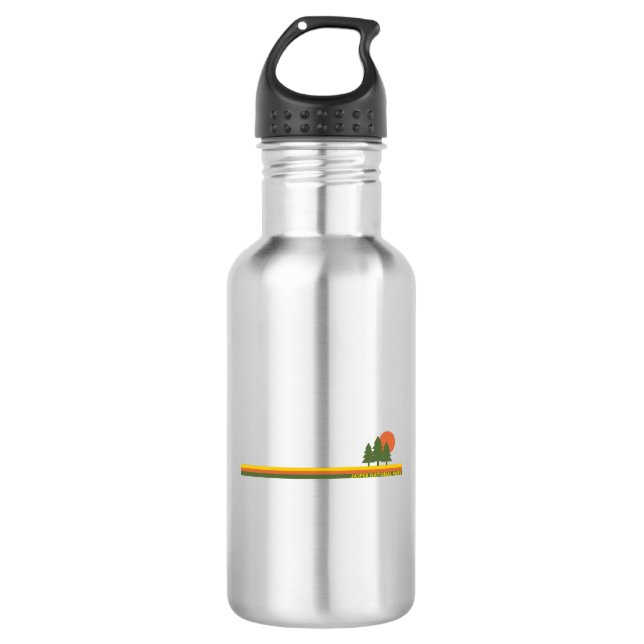 Jasper National Park Pine Trees Sun Stainless Steel Water Bottle (Front)