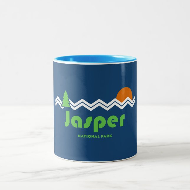Jasper National Park Retro Two-Tone Coffee Mug (Center)