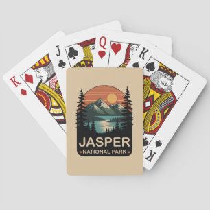 Jasper National Park Vintage Mountain Design Poker Cards