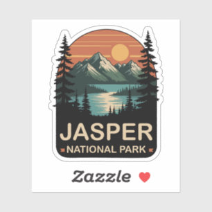 Jasper National Park Vintage Mountain Design Sticker