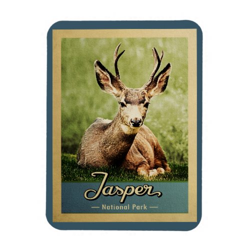 Jasper National Park Vintage Travel Deer Magnet