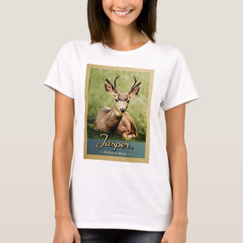 Jasper National Park Vintage Travel Deer T-Shirt