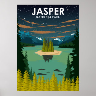 Jasper National Park Vintage Travel Poster