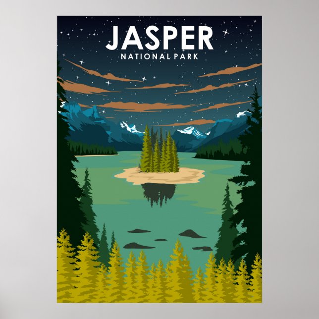Jasper National Park Vintage Travel Poster (Front)