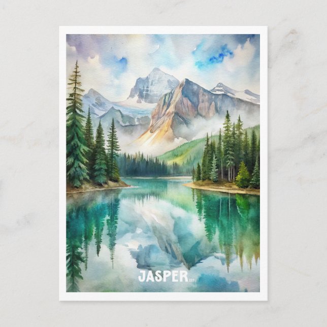 Jasper National Park Watercolor Painting  Postcard (Front)