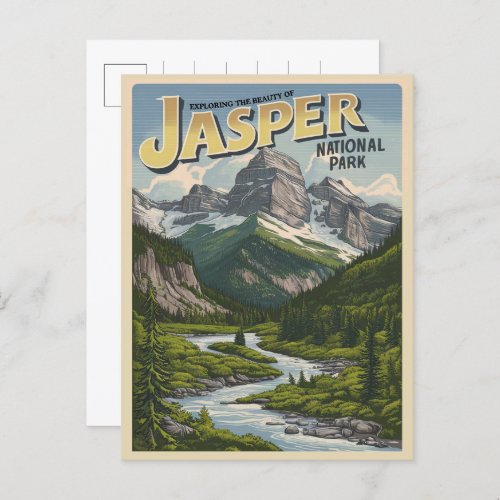 Jasper Nationla park alberta canada vintage gifts Postcard