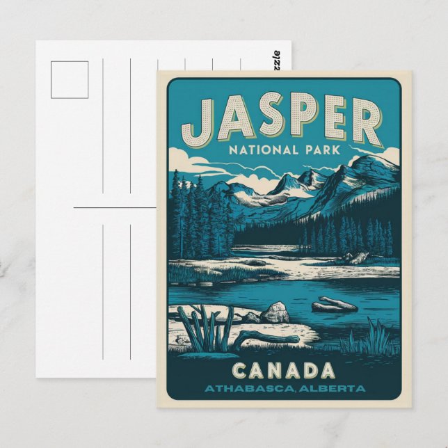 Jasper Nationla park alberta canada vintage gifts Postcard (Front/Back)