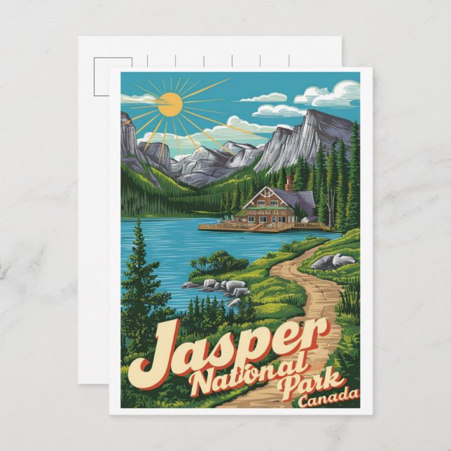 Jasper Nationla park alberta canada vintage gifts Postcard (Front/Back)