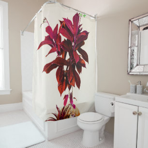 Jatropha Plant in Deep Red Shower Curtain
