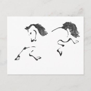 Jaunt - Horse Sumi-e Painting Postcard by Zen_Ink at Zazzle