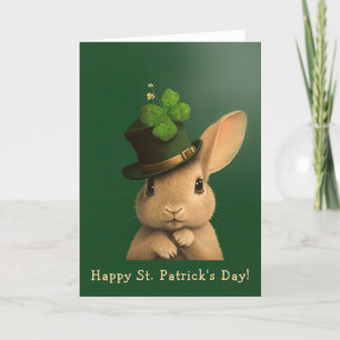 Jaunty Bunny Ready for St. Patrick's Day Holiday Card