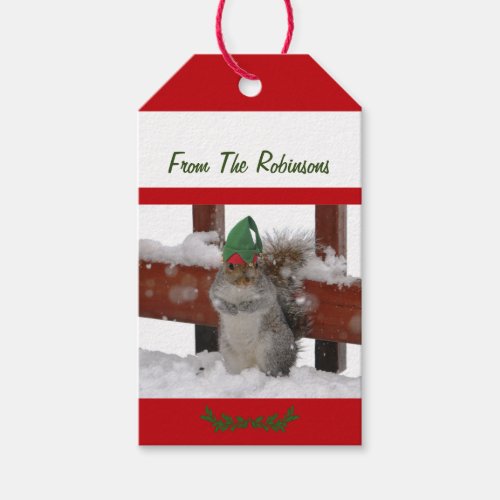Jaunty Elf Squirrel Christmas Gift Tag