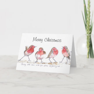 Jaunty little robins christmas card