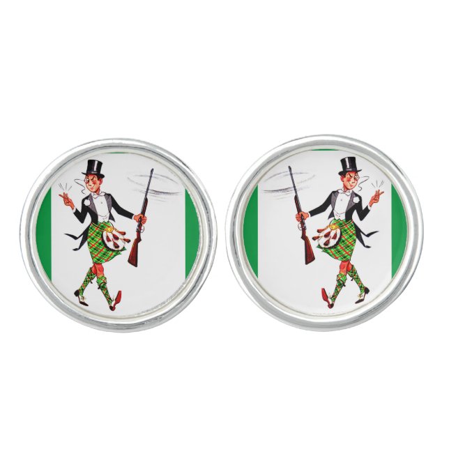 jaunty Scotsman with rifle Cufflinks (Front)