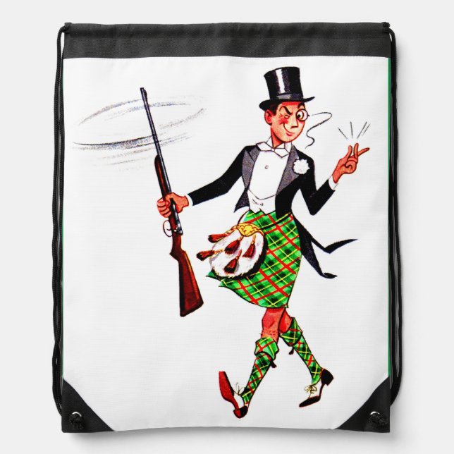 jaunty Scotsman with rifle Drawstring Bag (Front)