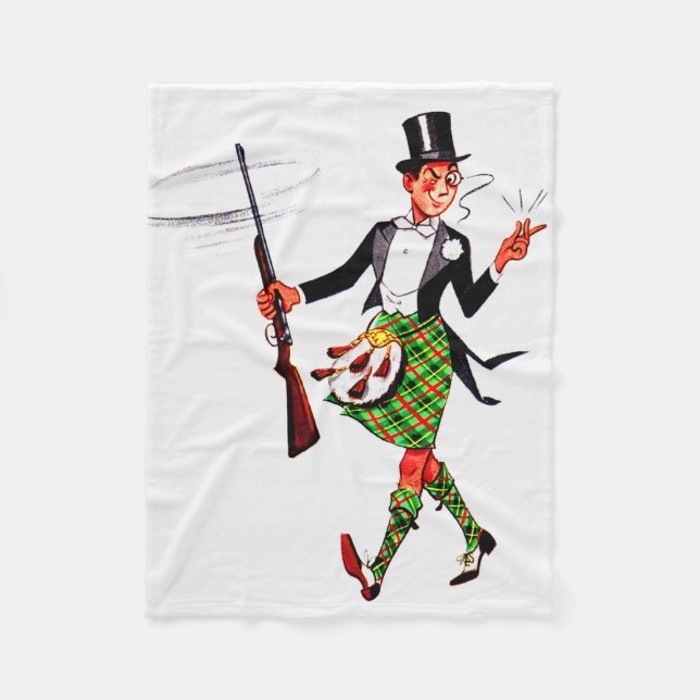 jaunty Scotsman with rifle Fleece Blanket (Front)