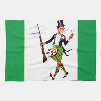 jaunty Scotsman with rifle Kitchen Towel