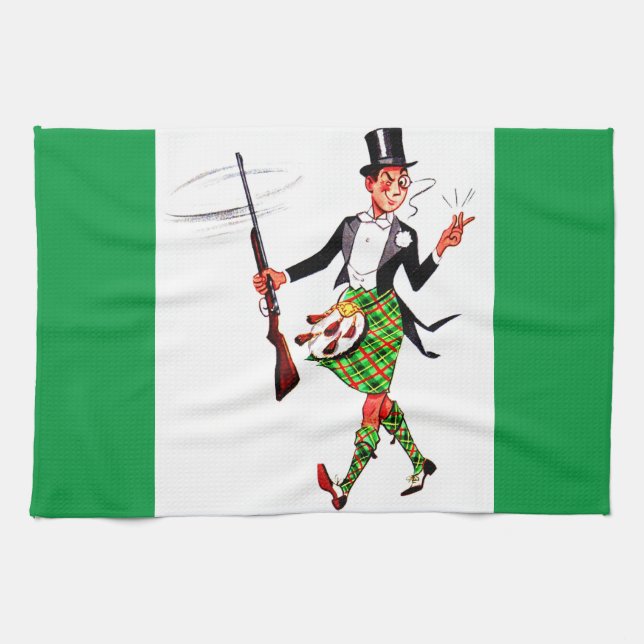 jaunty Scotsman with rifle Kitchen Towel (Horizontal)
