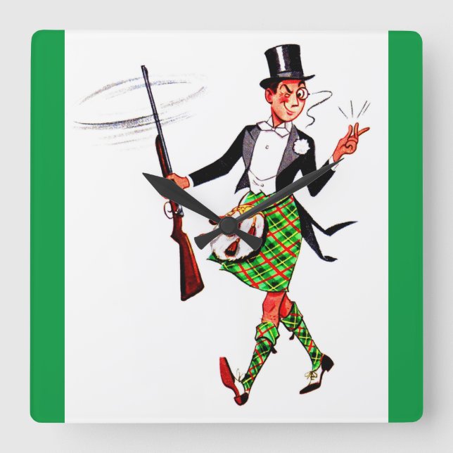 jaunty Scotsman with rifle Square Wall Clock (Front)