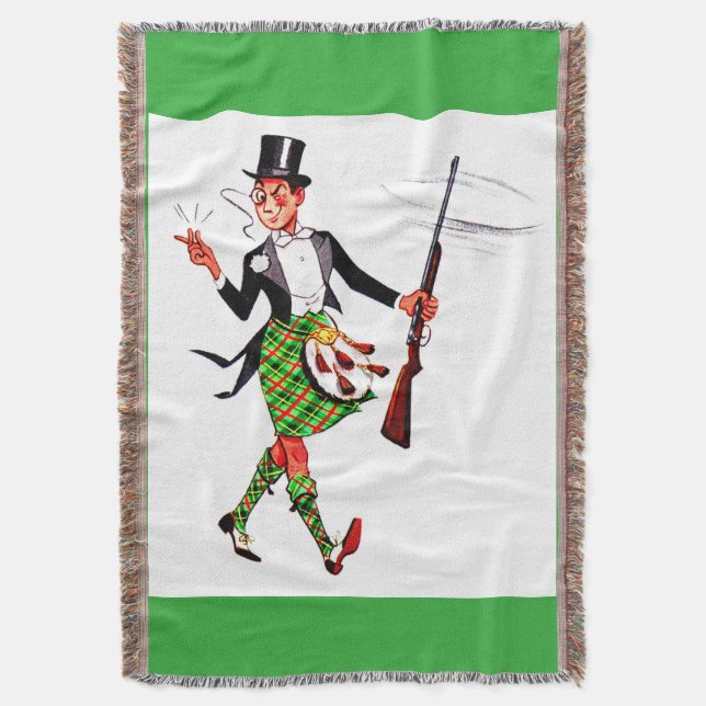 jaunty Scotsman with rifle Throw Blanket (Front Vertical)