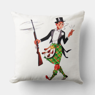 jaunty Scotsman with rifle Throw Pillow