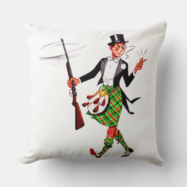 jaunty Scotsman with rifle Throw Pillow (Front)