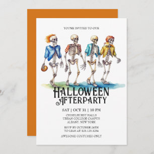 Jaunty Skeleton Teenager Football Halloween Party Invitation