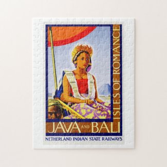 Java and Bali Indonesia Vintage Travel Jigsaw Puzzle