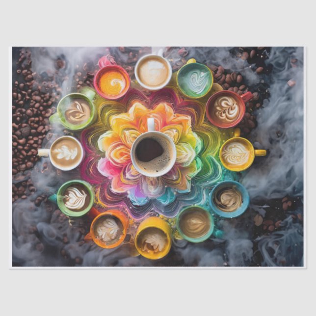 Java Bean Mandala, Colorful Cups Tissue Paper (Front)
