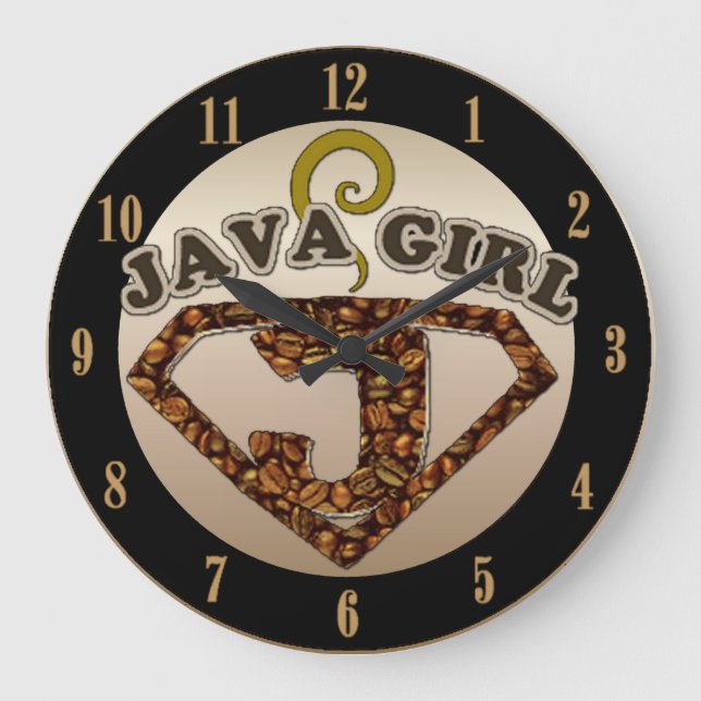 Java Girl Coffee Humor Wall Clock (Front)