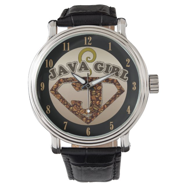Java Girl Coffee Humor Wrist Watch (Front)