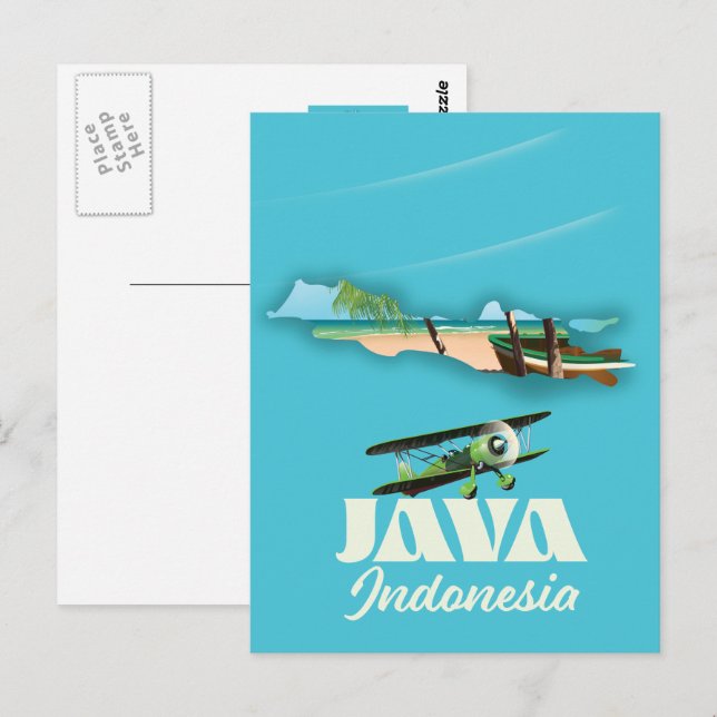 Java indonesia map postcard (Front/Back)