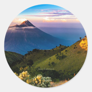 Java, Indonesia, scenic landscape photograph, Classic Round Sticker