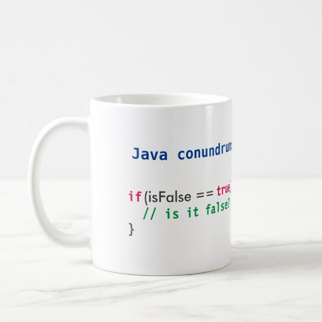 Java isFalse conundrum mug (Left)