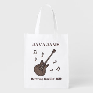 Java Jams-Brewing Rockin' Riffs-Coffee-Guitar- Grocery Bag